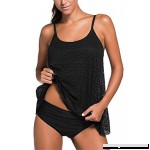 Fenxxxl Womens Two Piece Swimwear Lace Layered Overlay Tankini Swimsuit with Bikini Brief Black B07MFLMTLH